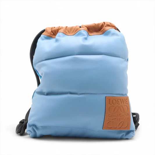 Loewe Puffy Yago Leather x Nylon Backpack Blue x Brown