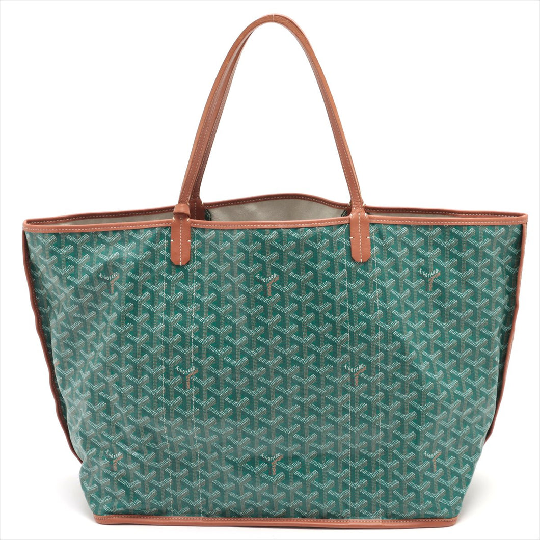 goyard saint louis small tote bag green canvas green leather, with