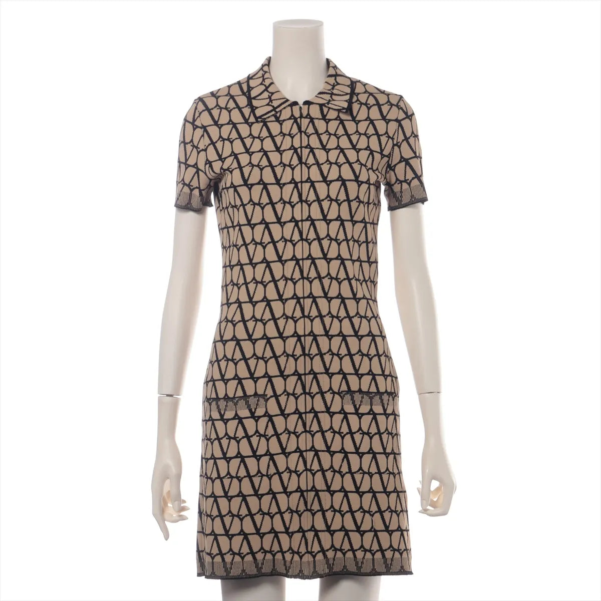 Valentino Rayon Knit Mini Dress Beige