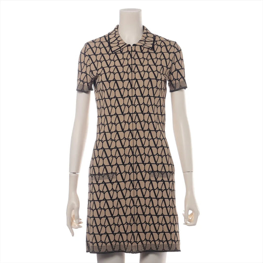 Valentino Rayon Knit Mini Dress Beige