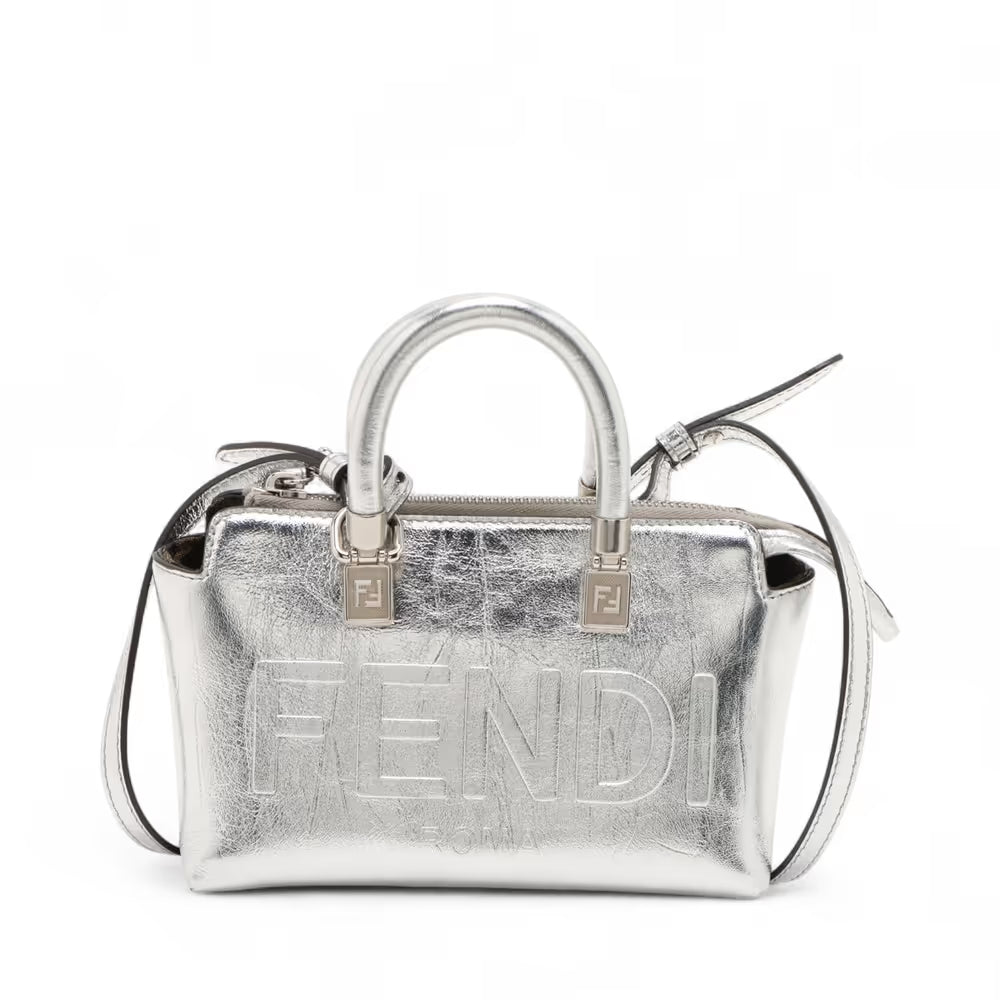 Fendi By The Way Mini Leather Two-Way Handbag Silver