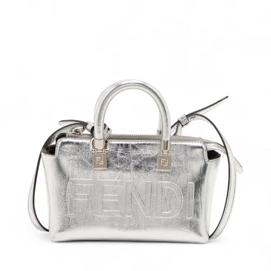 Fendi By The Way Mini Leather Two-Way Handbag Silver