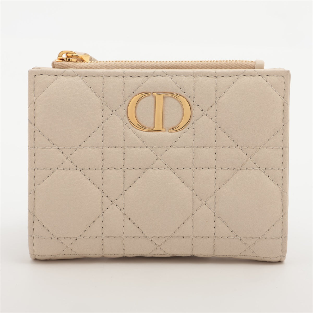 Dior Caro Dahlia Cannage Calfskin Wallet Dusty Ivory