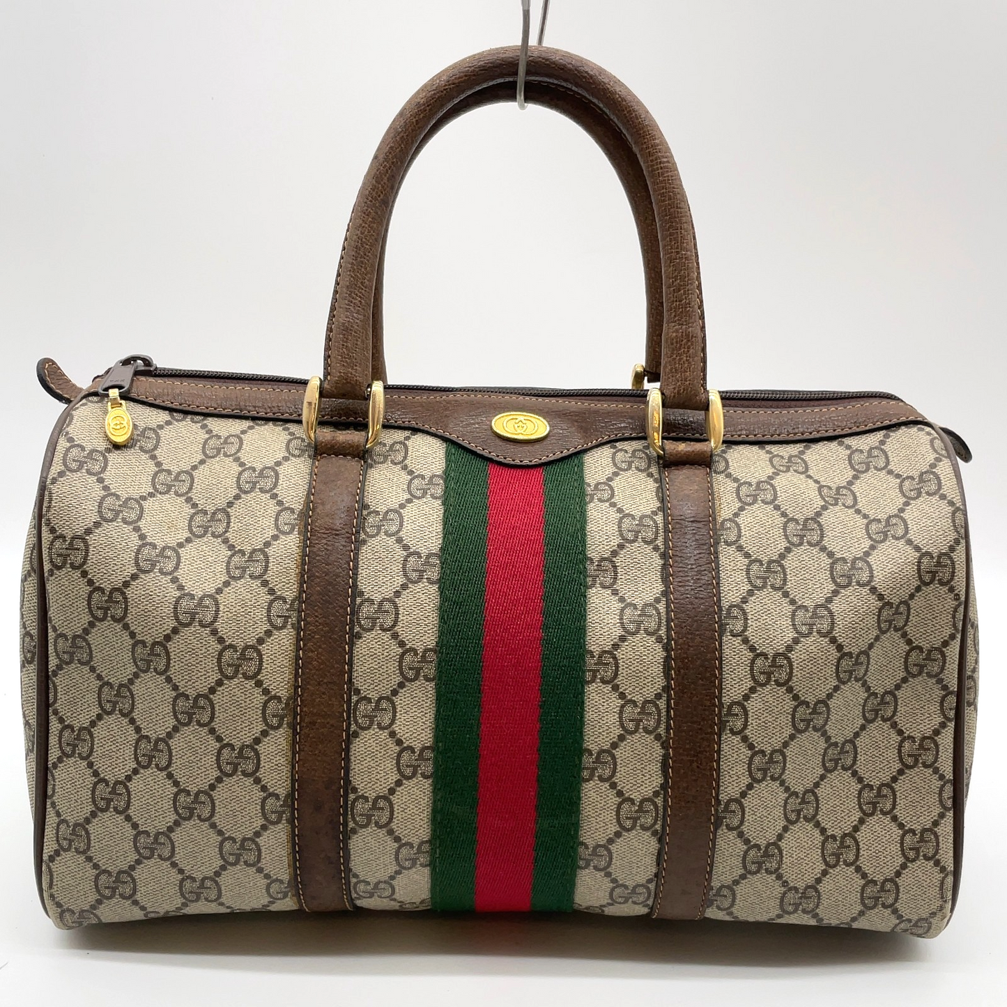 Gucci GG Supreme PVC Sherry Line Boston Bag Beige