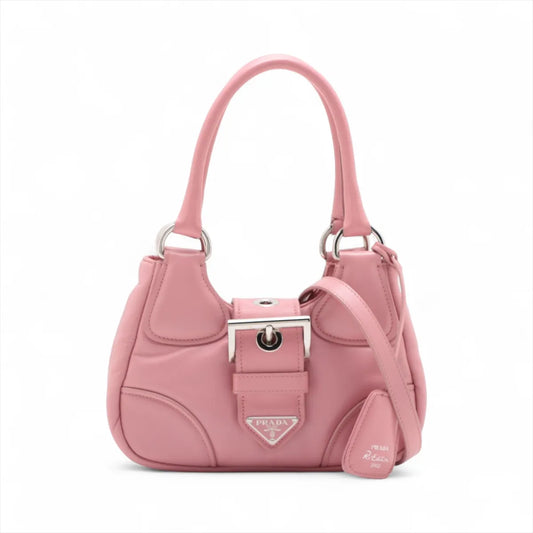 Prada Nappa Soft Moon Leather Two-Way Shoulder Bag Pink