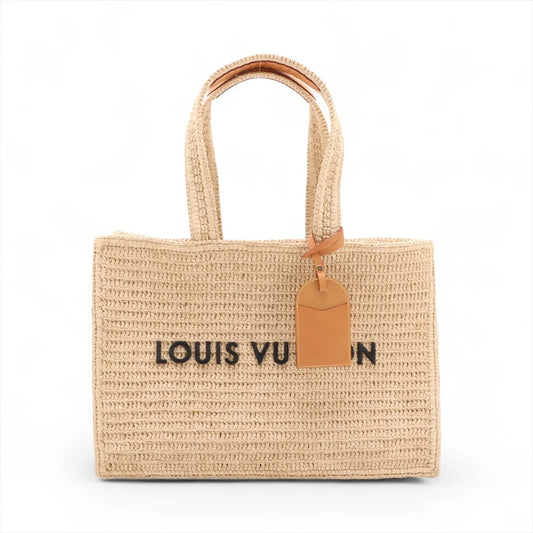 Louis Vuitton Raffia Summer Shopper Tote MM Beige