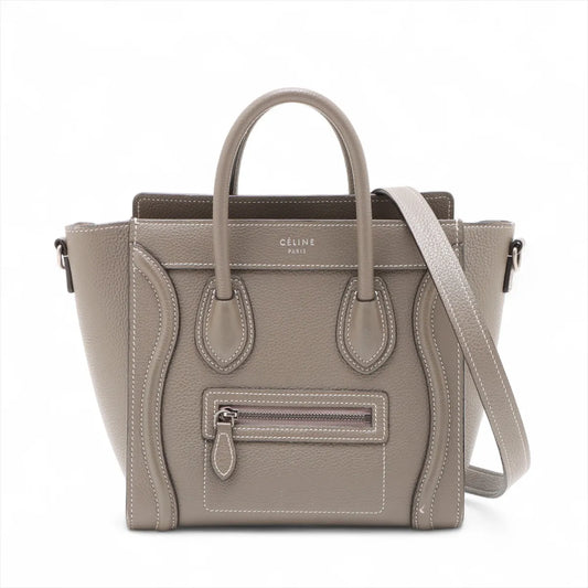 Celine Luggage Nano Shopper Leather Two-Way Handbag Greige