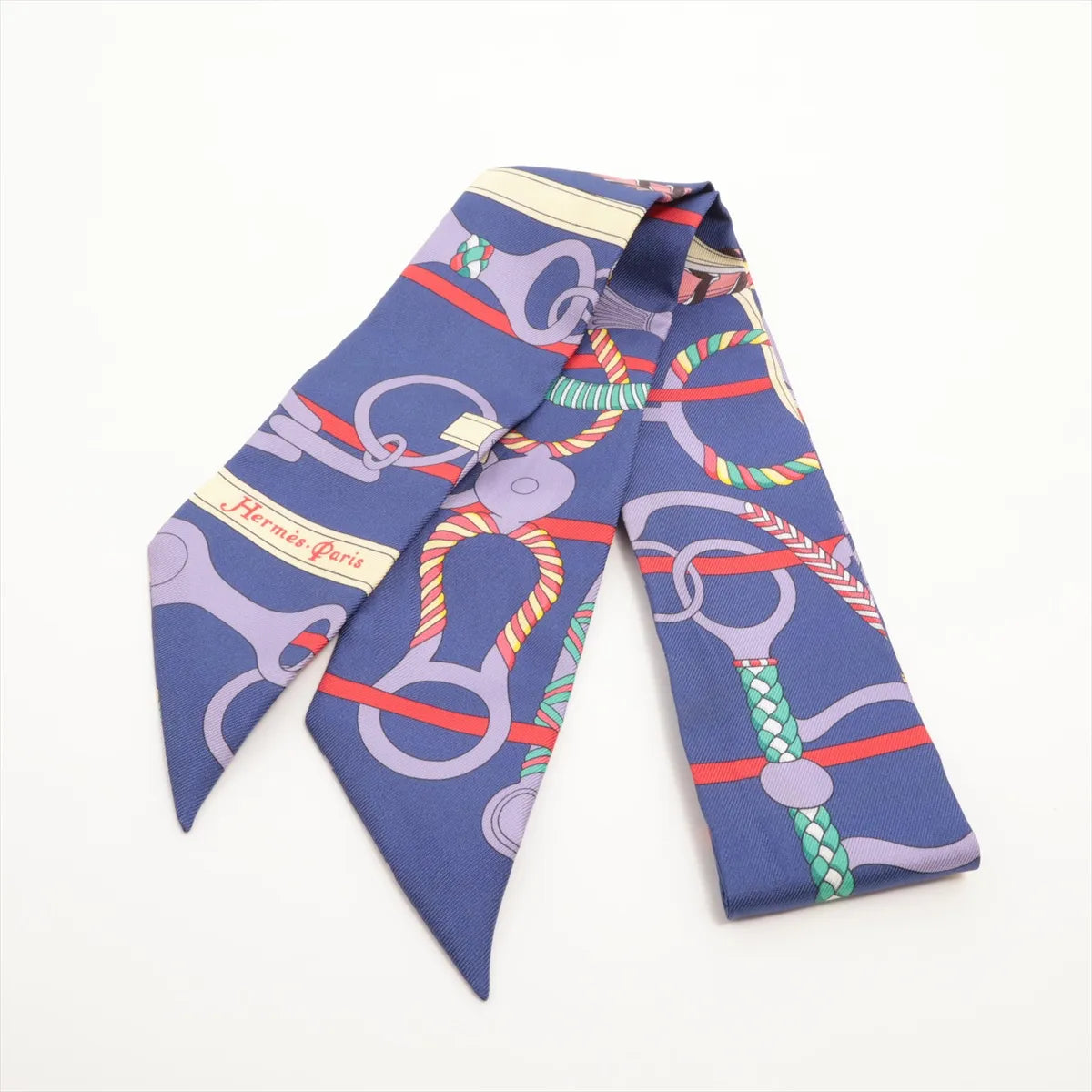 Hermes Twilly Panoplie Equestre Silk Scarf Blue
