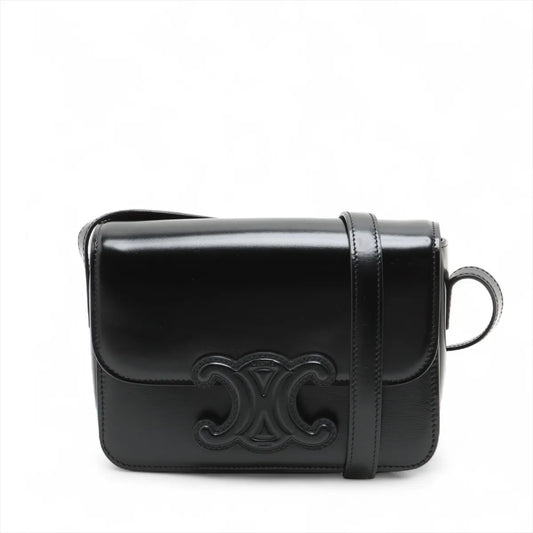 Celine Triomphe Teen Leather Shoulder Bag Black