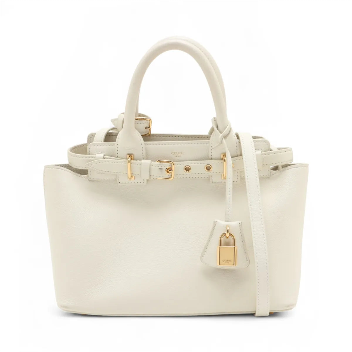 Celine Conti Leather Two-Way Handbag White