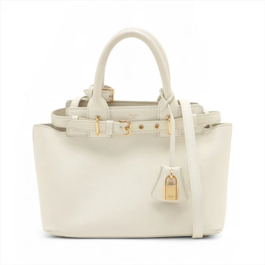 Celine Conti Leather Two-Way Handbag White