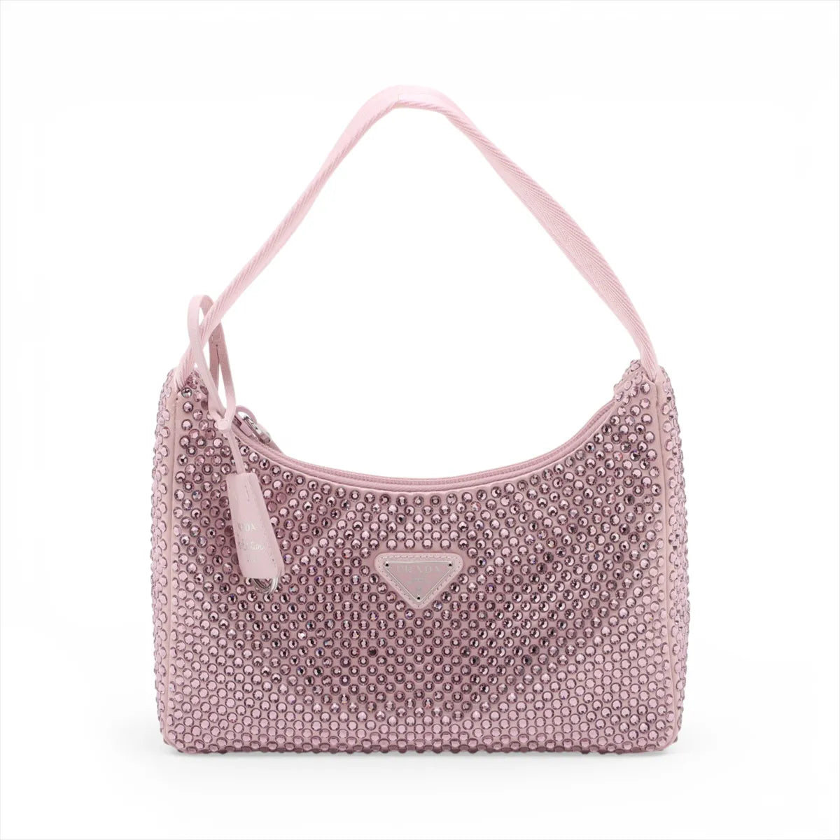 Prada Re-edition Satin x Rhinestone Shoulder Bag Pink