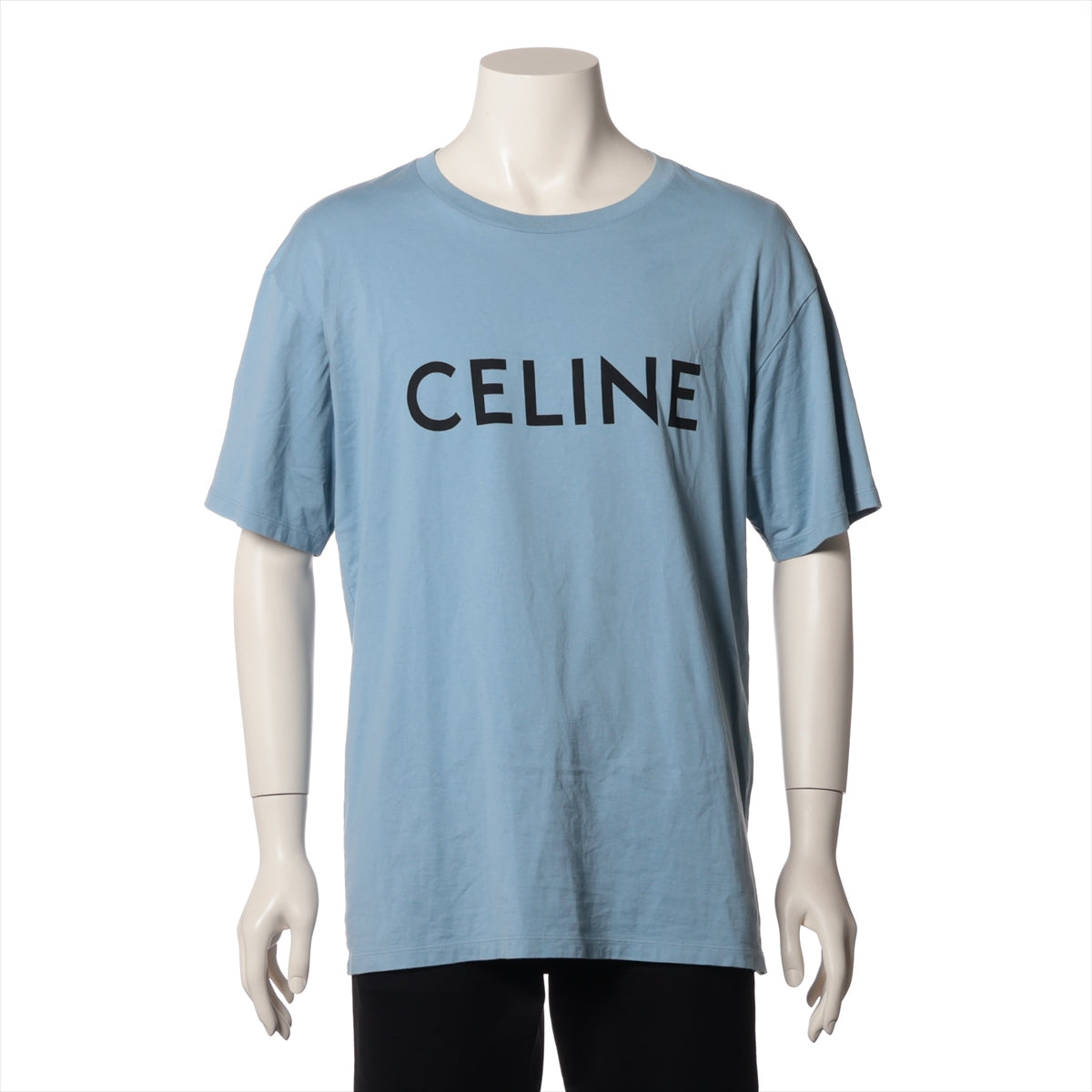 Celine Logo Cotton T-shirt Light Blue