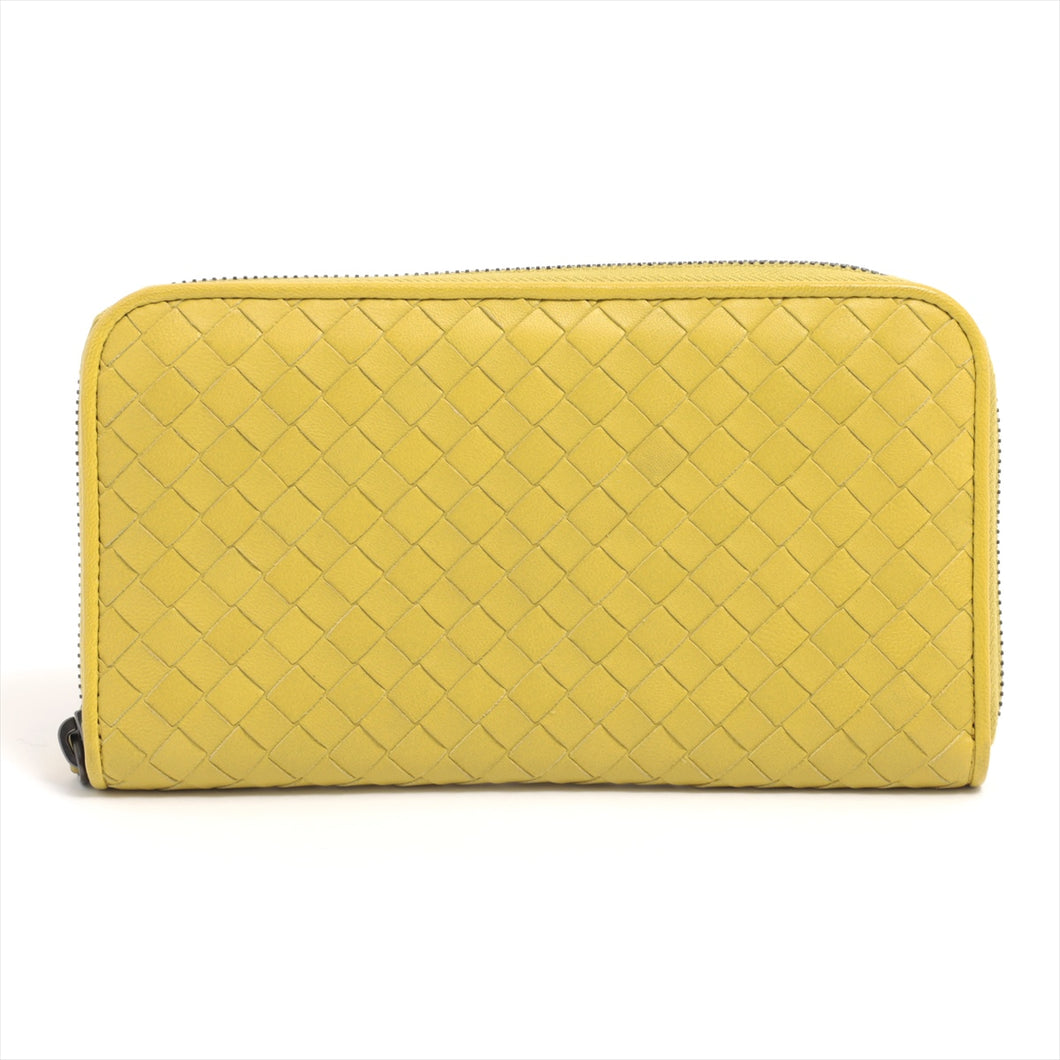 Bottega Veneta Intrecciato Leather Zippy Wallet Yellow Gold
