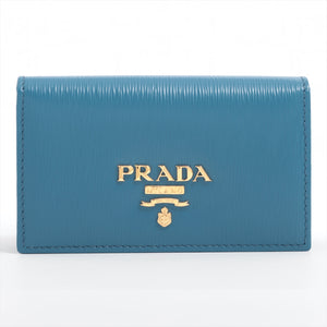 Prada Saffiano Leather Card Case Turquoise Blue