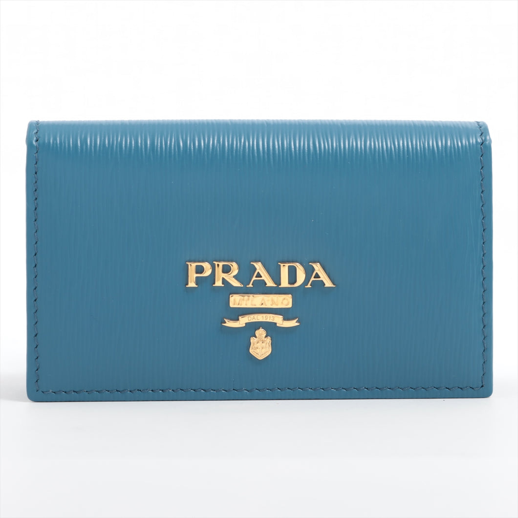 Prada Saffiano Leather Card Case Turquoise Blue