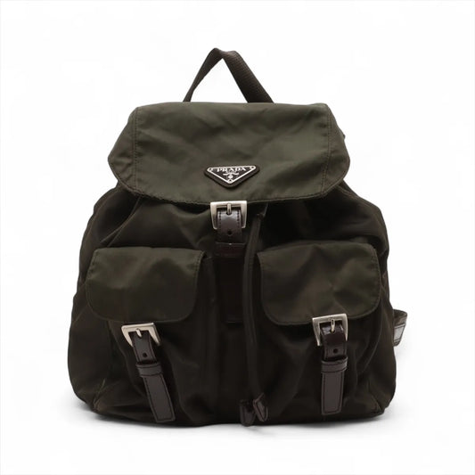 Prada Tessuto Nylon Leather Backpack Khaki