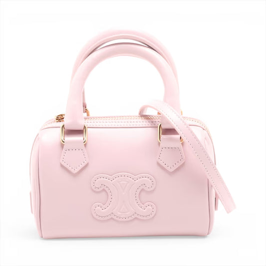 Celine Triomphe Mini Boston Leather Two-Way Handbag Pink