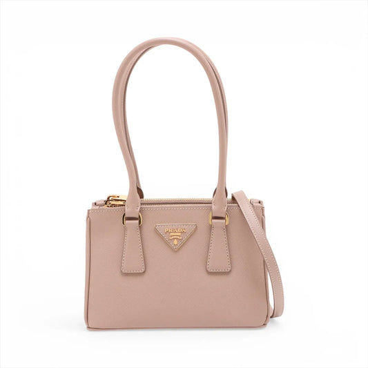 Prada Galleria Mini Saffiano Leather Two-Way Handbag Beige