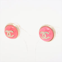 Load image into Gallery viewer, Chanel CC Logo Round Button Stud Earring Hot Pink