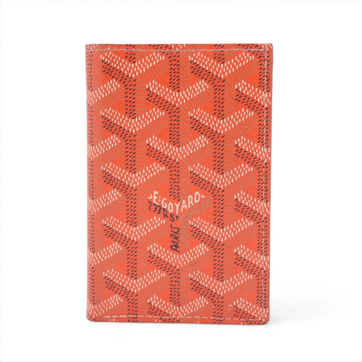 Goyard Herringbone Leather Card Case Orange