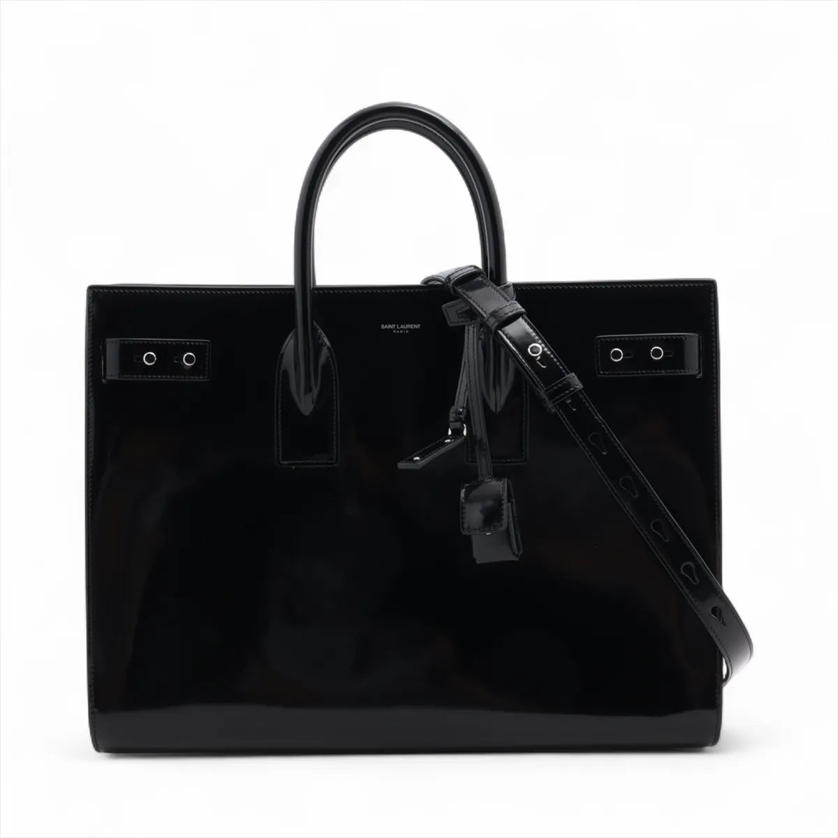 Saint Laurent Paris Large Sac de Jour Patent Leather Two-Way Handbag Black