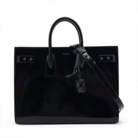 Saint Laurent Paris Large Sac de Jour Patent Leather Two-Way Handbag Black