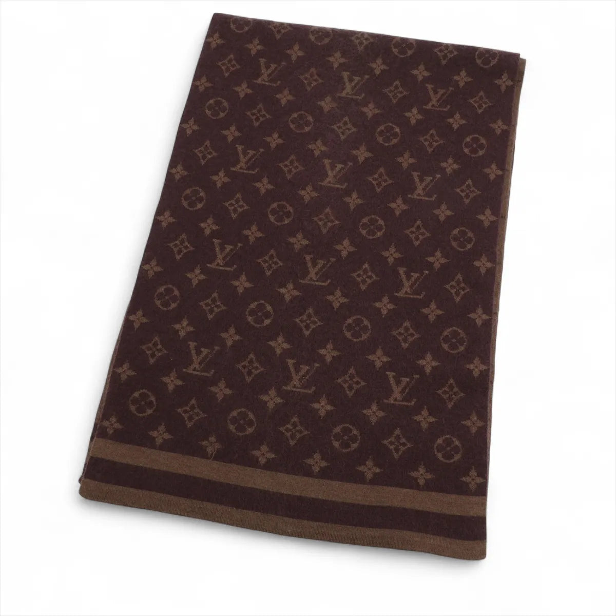 Louis Vuitton Monogram Cashmere Silk Scarf Brown