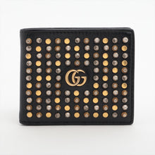 Load image into Gallery viewer, Gucci GG Logo Studs  Leather Compact Wallet Black