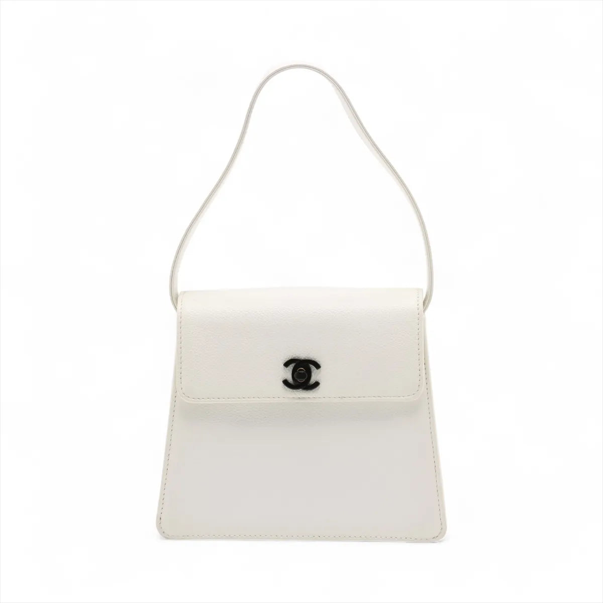 Chanel CC Logo Caviar Skin Handbag White