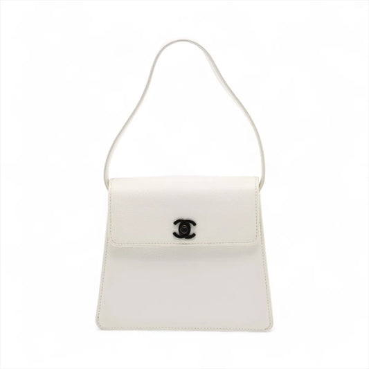 Chanel CC Logo Caviar Skin Handbag White