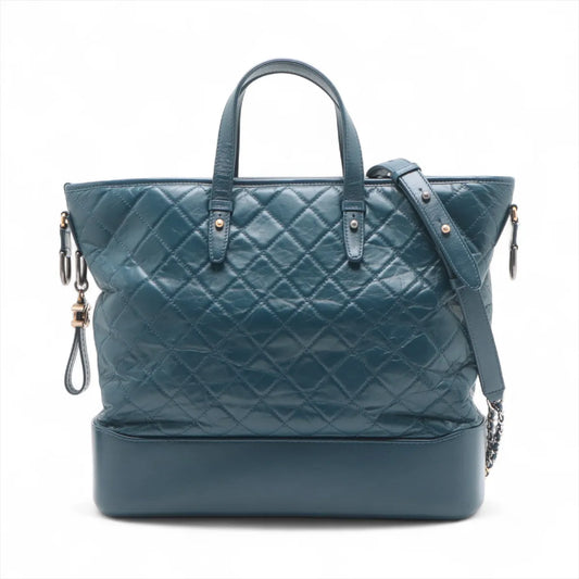 Chanel Gabrielle Doo Vintage Matelasse Calf Two-Way Tote Bag Navy Blue
