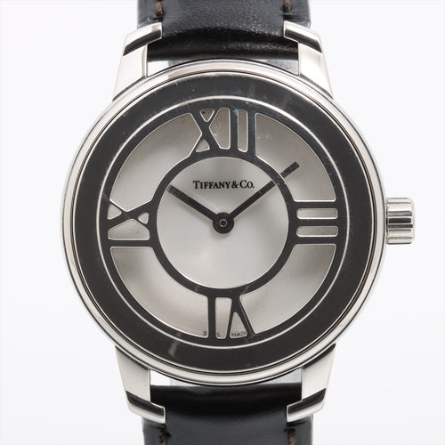 Tiffany Atlas Stainless Steel Leather Watch Black