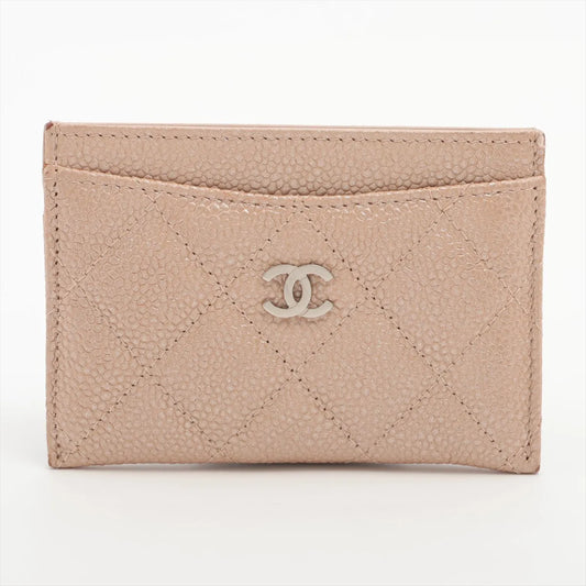 Chanel CC Logo Matelasse Caviar Skin Card Case Beige