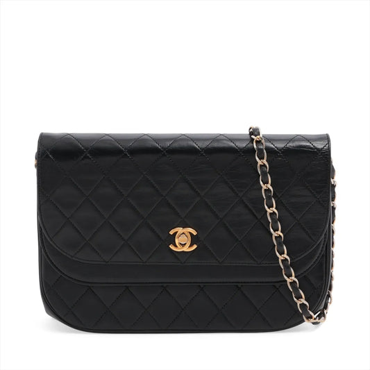 Chanel CC Logo Matelasse Lambskin Chain Shoulder Bag Black