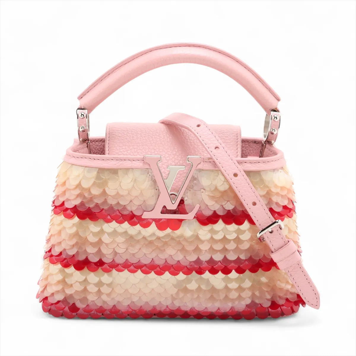 Louis Vuitton Taurillon Capucines Mini Sequins Shoulder Bag Pink x Red