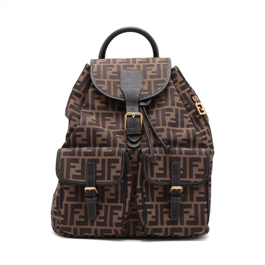 Fendi Zucca Canvas Leather Backpack Brown