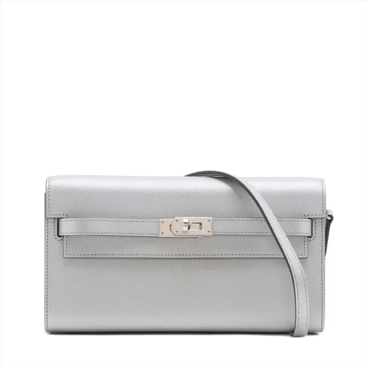 Hermes Kelly Wallet Togo Chevre Shamukira Argent Silver