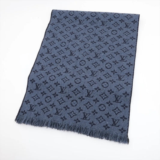 Louis Vuitton Monogram Classic Wool Scarf Navy Blue