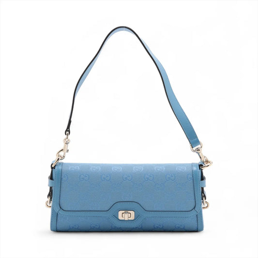 Gucci GG Canvas Leather Shoulder Bag Blue