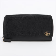 Load image into Gallery viewer, Gucci GG Marmont Calf Leather Zip Around Long Wallet Black