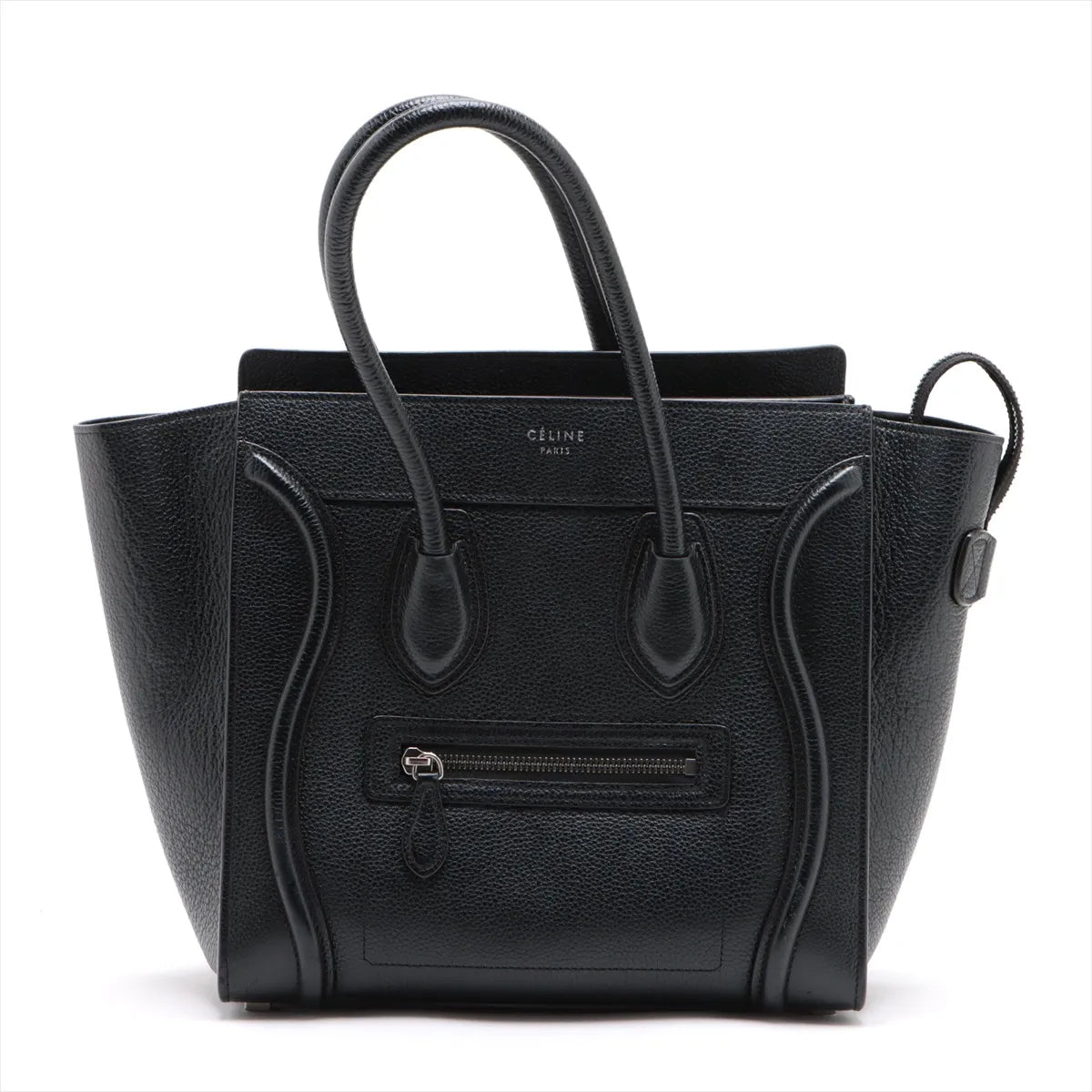 Celine Luggage Micro Shopper Leather Handbag Black