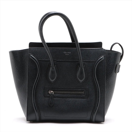 Celine Luggage Micro Shopper Leather Handbag Black