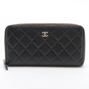 #1 Chanel Matelasse Caviar Skin Zippy Wallet Black