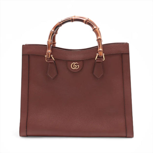 Gucci Bamboo Diana Leather Two-Way Handbag Brown