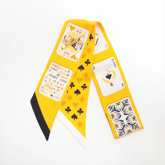 Hermes Twilly Jeu de Cartes Judo Scarf Silk Yellow