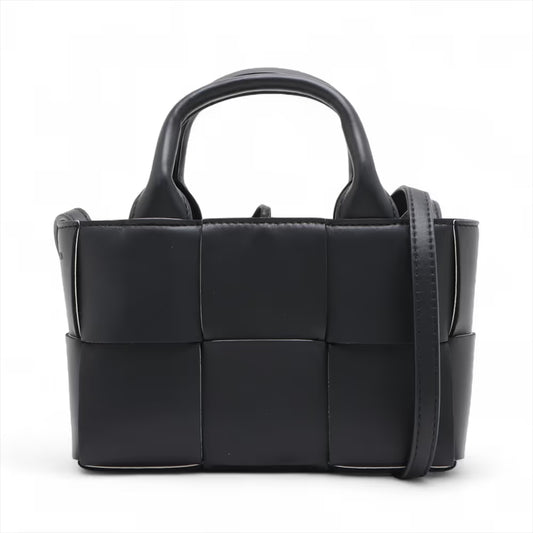 Bottega Veneta Maxi Intrecciato Mini Arco Leather Two-Way Shoulder Bag Black