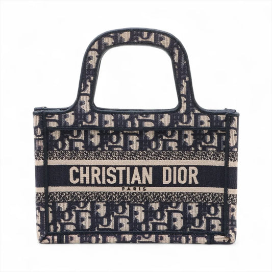 Christian Dior Oblique Canvas  Mini Book Tote Navy Blue