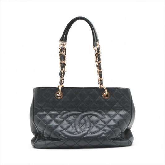 Chanel CC Logo Matelasse Caviar Skin Chain Tote Bag Black