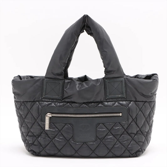 Chanel Matelasse Coco Cocoon Nylon Leather Tote Bag Black